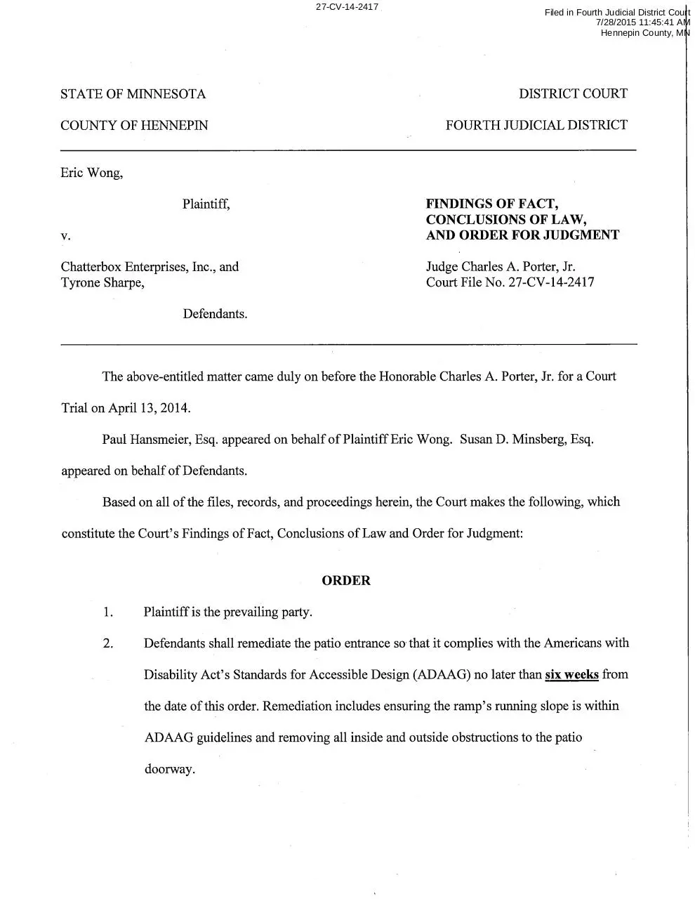 Page 1 of 11, SIGNED Wong v Chatterbox Findings