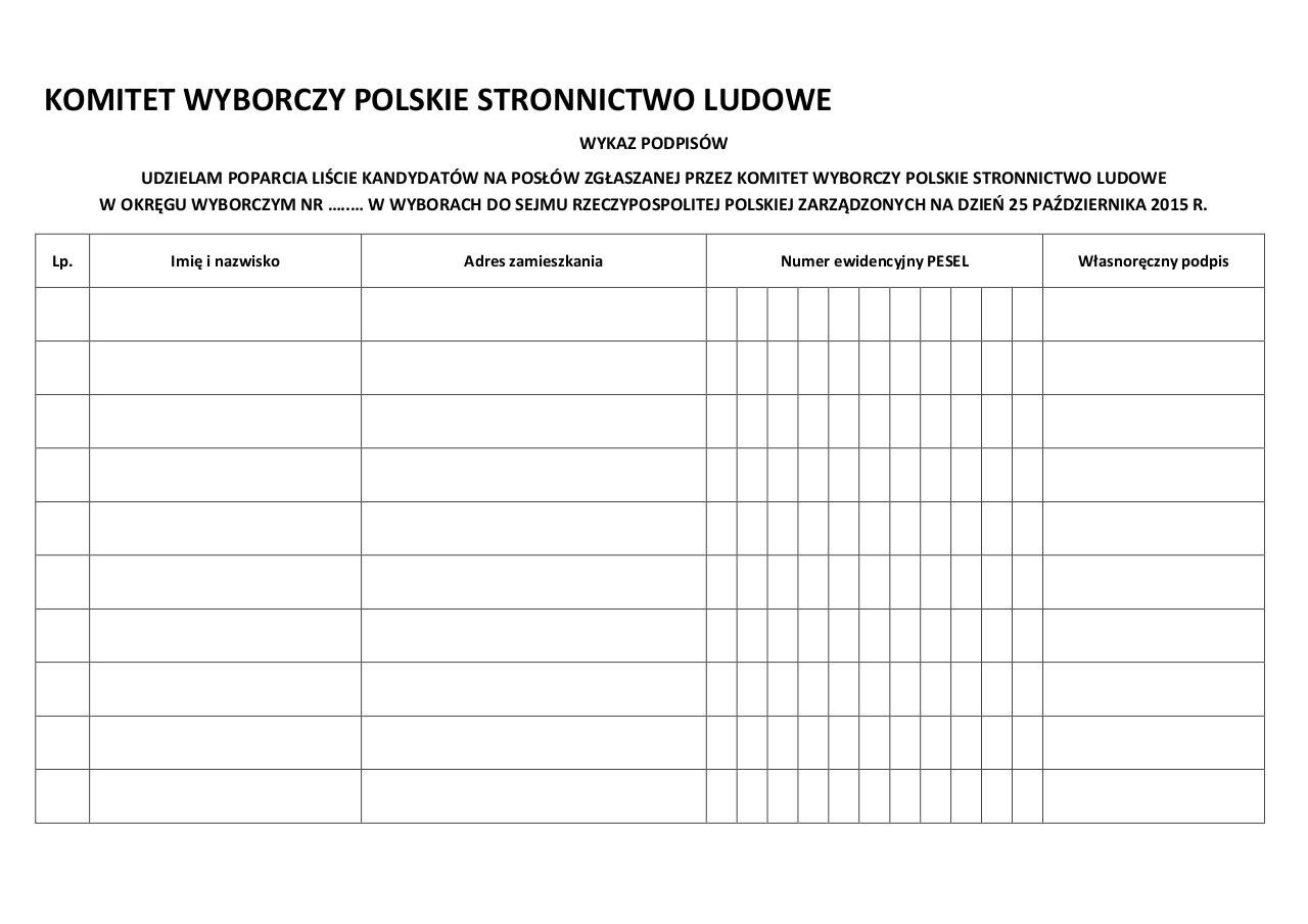 Document preview Wykaz podpisÃ³w poparcia PSL_Sejm.pdf - page 1/1