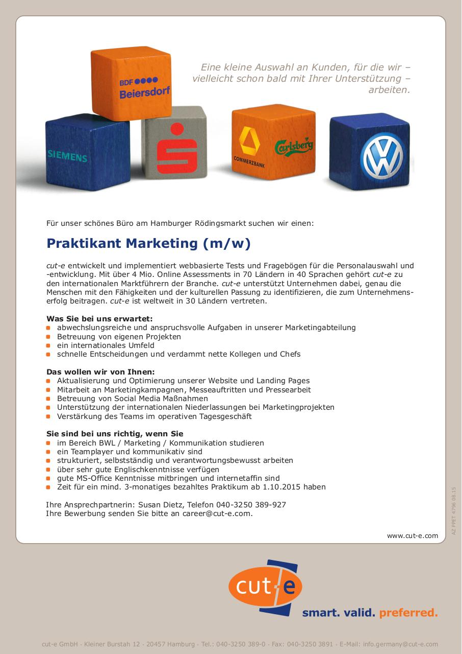 Document preview AZ Stellenanzeige Marketing-Praktikant 4796.pdf - page 1/1