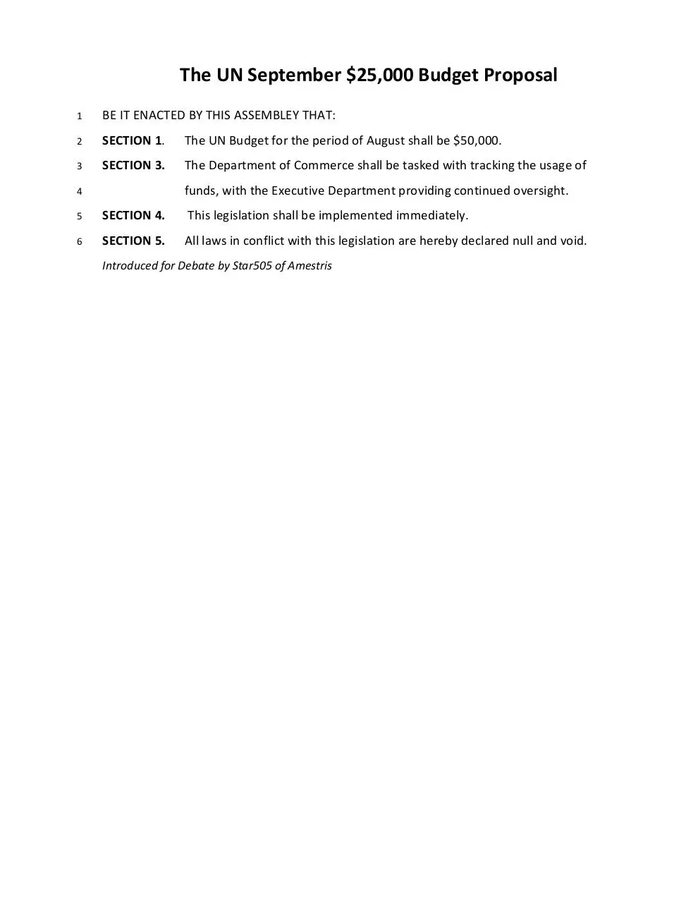 Page 1 of 1, UN SEPTEMEBER BURDGET