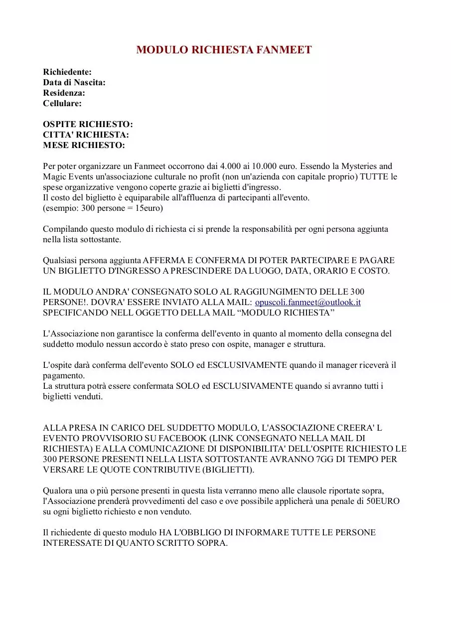 Page 1 of 10, modulorichiestafanmeet