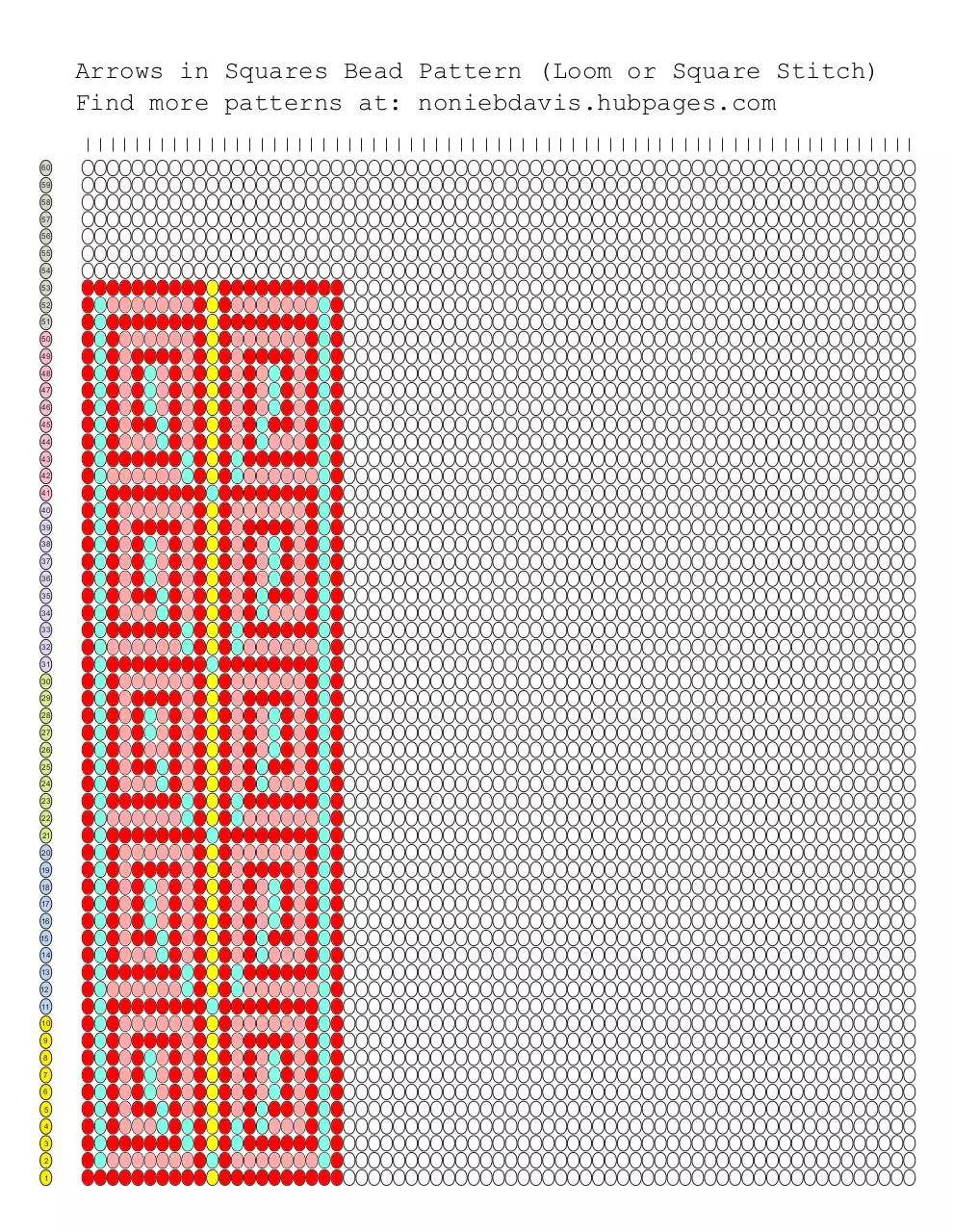 Page 1 of 1, seedbead graph loom arrows on squares