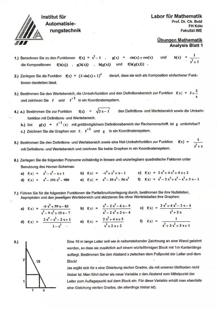 Page 1 of 10, Mathe Uebung Analysis Bold