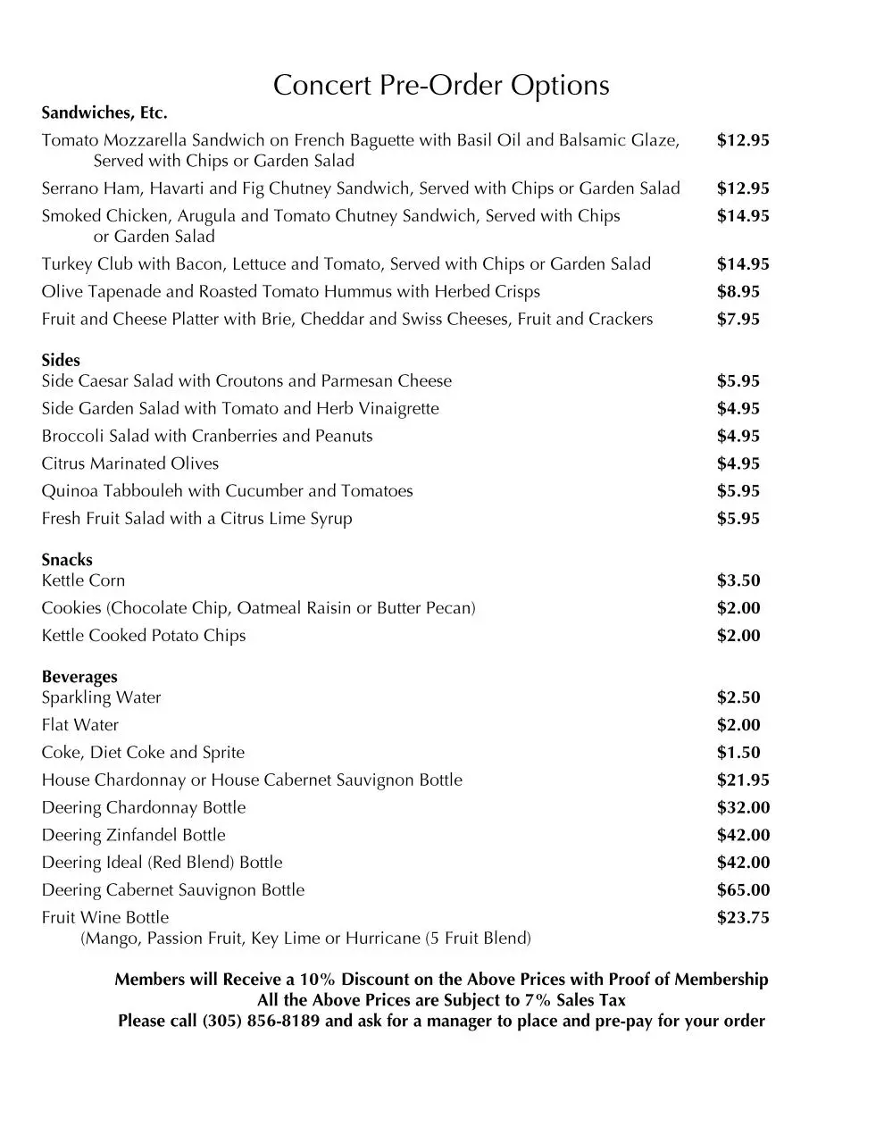Page 1 of 1, Member Jazz Concert Pre Order Menu 9 30 2015