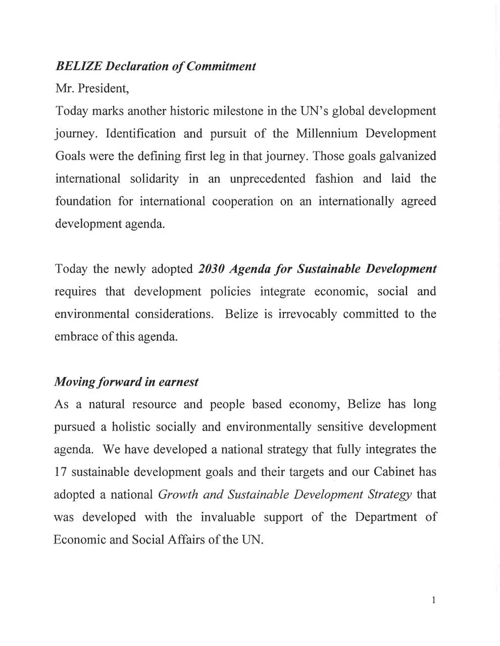 Page 2 of 6, Statement by Hon Wilfred Elrington at the UN post2015