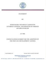Page 1, Statement by Hon Wilfred Elrington at the UN post2015