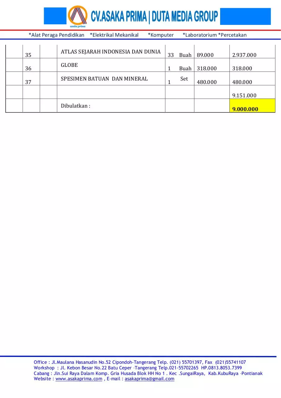 Page 4 of 32, HARGA ALAT PERAGA SMP DAK TAHUN 2015 ASAKA PRIMA