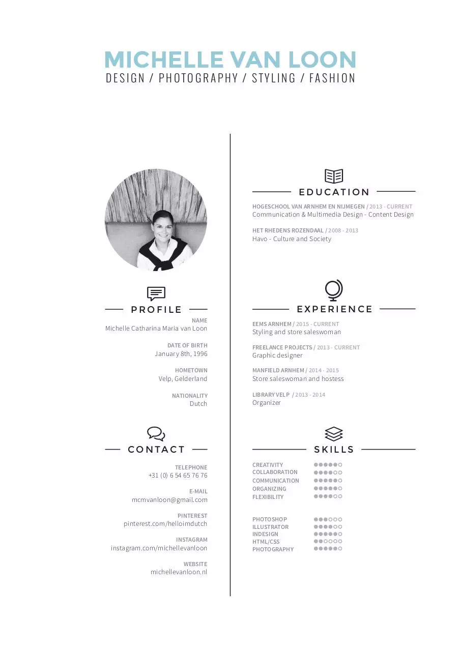 Page 1 of 1, Resume MichelleVanLoon