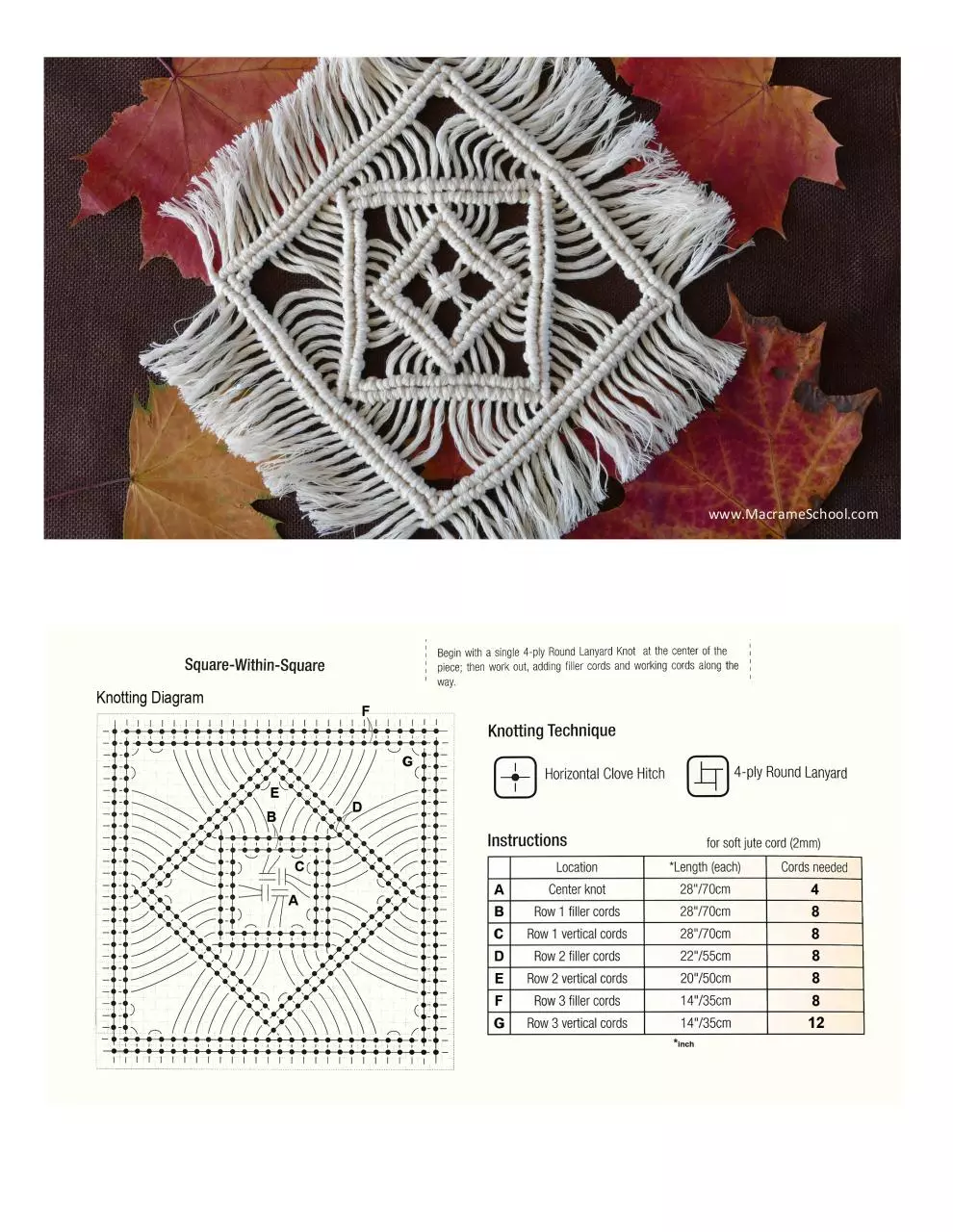Page 1 of 2, macrame tablecloth instructions
