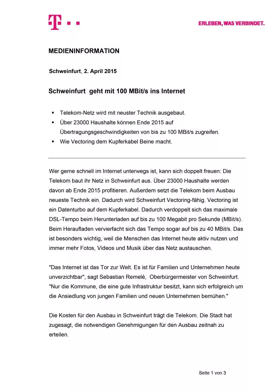 Page 1 of 3, Medieninformation Schweinfurt mediazehe
