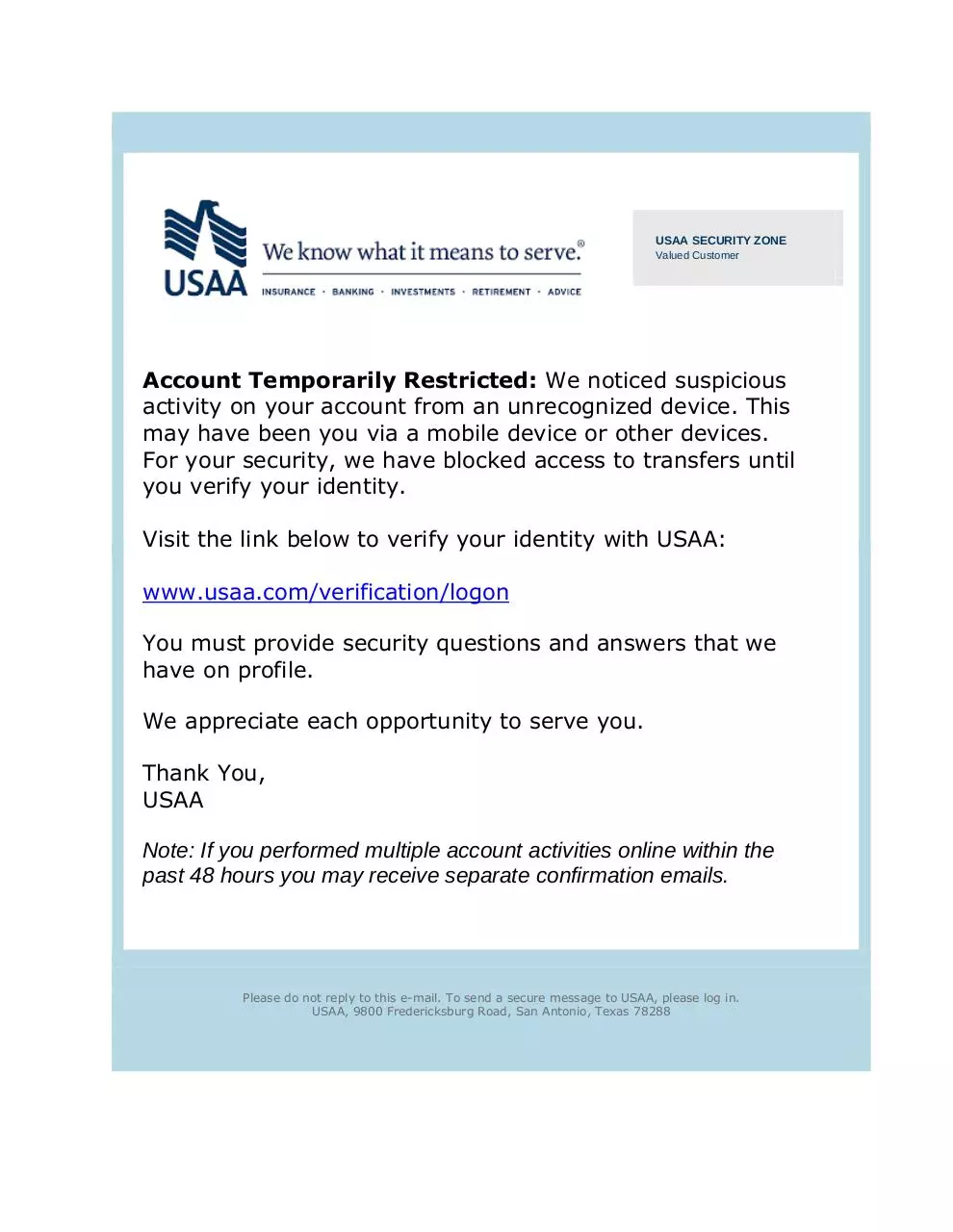 Page 1 of 1, USAA letter (1)