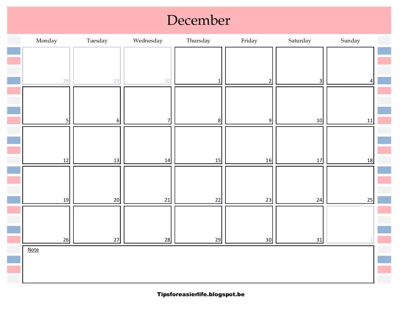 Page 1 of 1, Kalender december2016EN