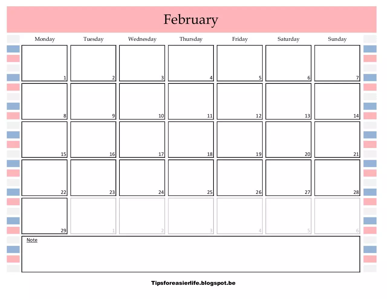Page 1 of 1, Kalender februari2016EN