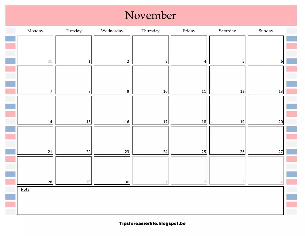 Page 1 of 1, Kalender november2016EN