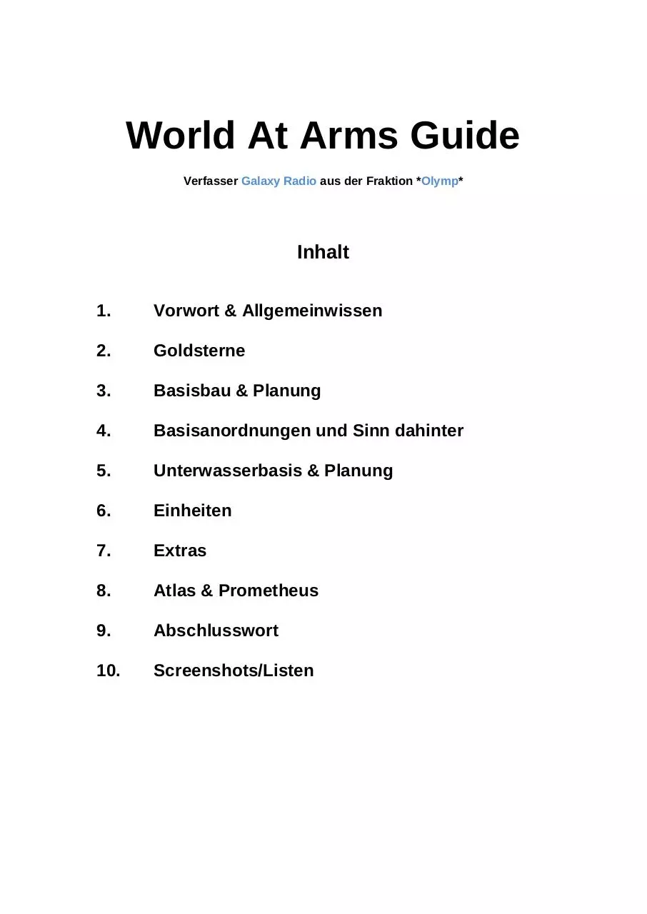 Page 1 of 16, World At Arms Guide Galaxy Radio