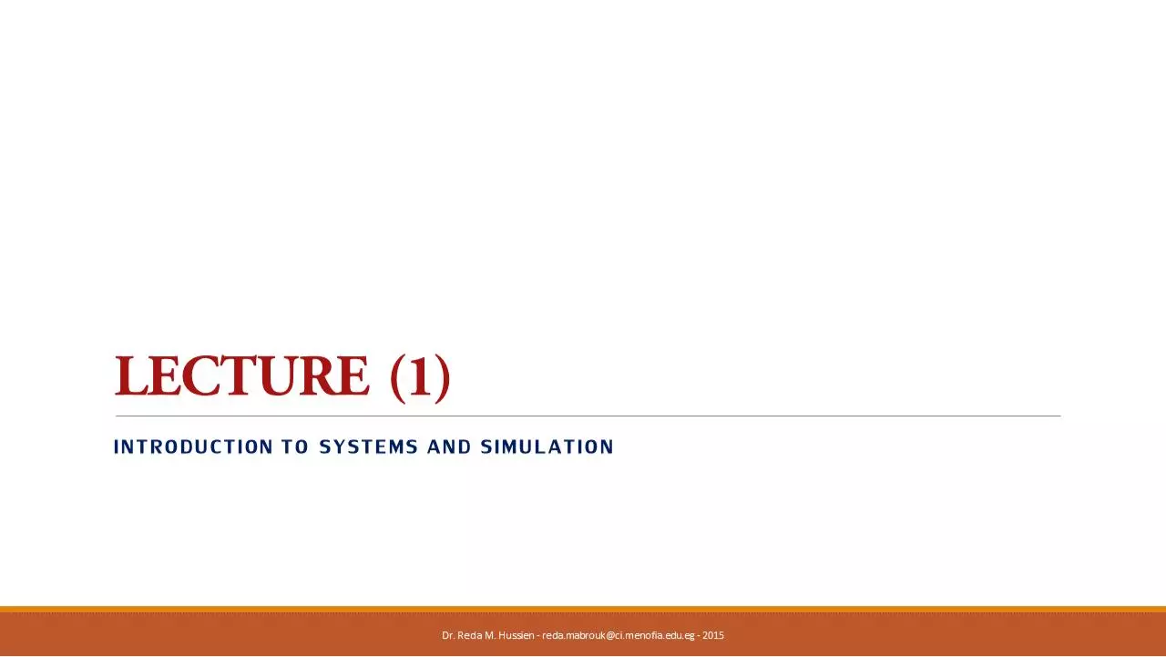 Page 2 of 27, Lecture 01 Introduction to Systems and Simulation