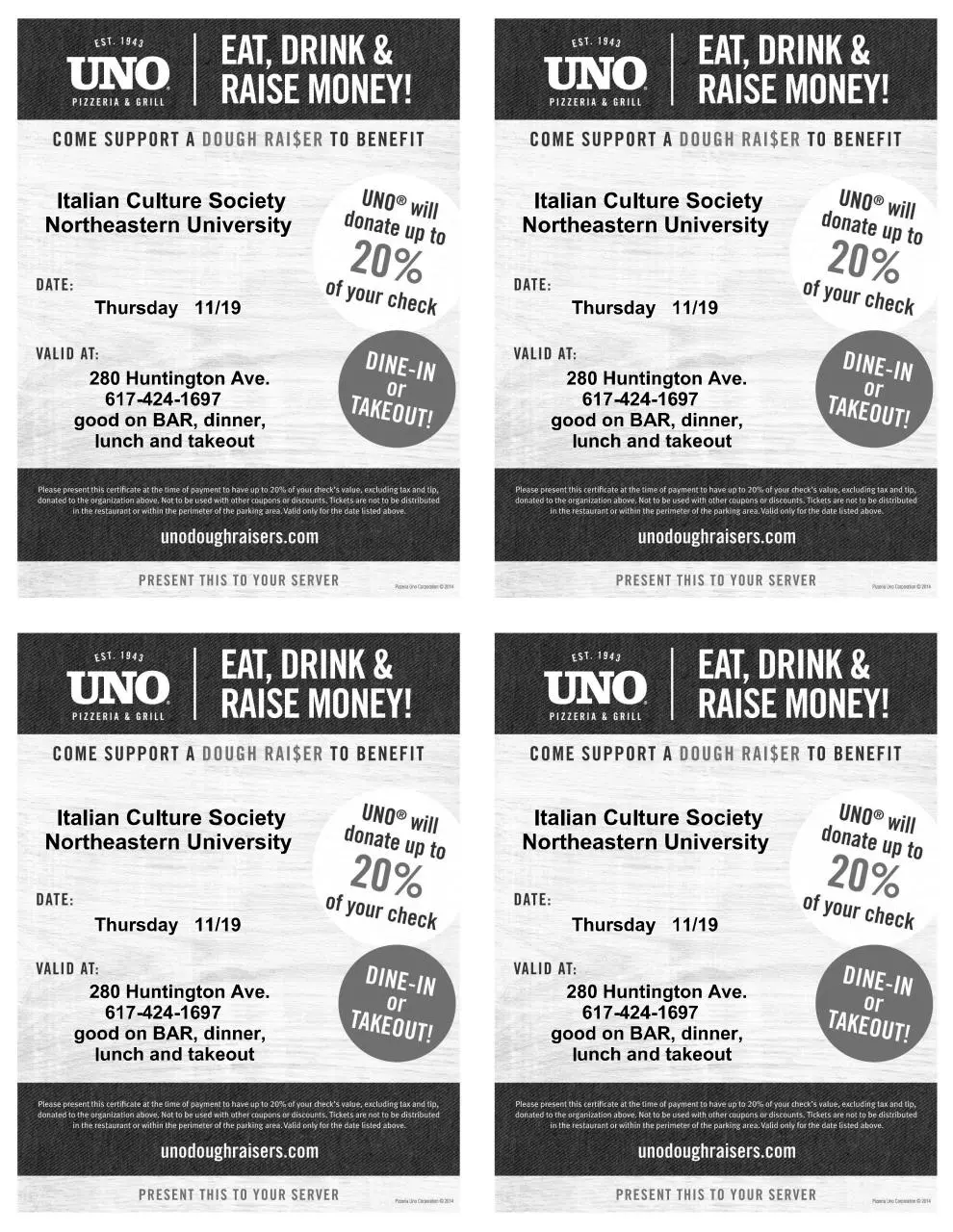 Page 1 of 1, Unos Flyer NEU Italian Culture Society