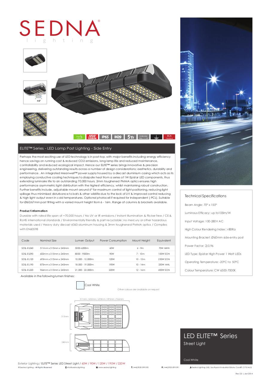 Document preview Sedna-ELITE-LED-Street-Light-Spec-Sheet.pdf - page 1/1