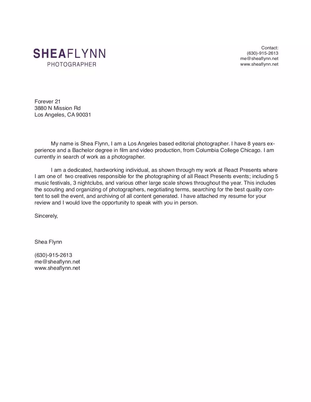 Page 1 of 6, SheaFlynnResume Forever21