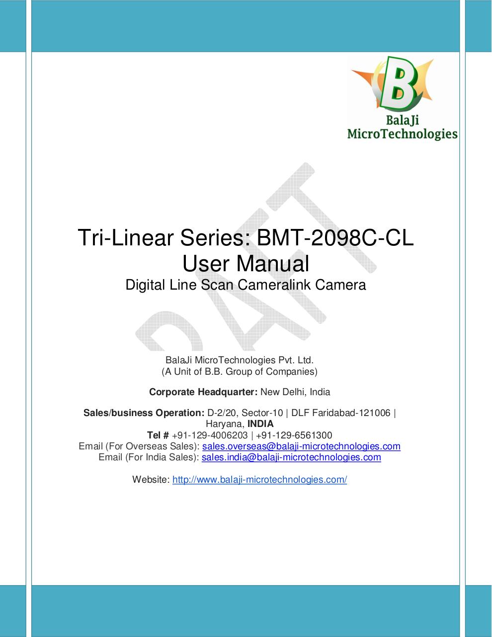 BMT-2098C-CL_USER MANUAL-CAMERALINK LINE SCAN CAMERA.pdf - page 1/21
