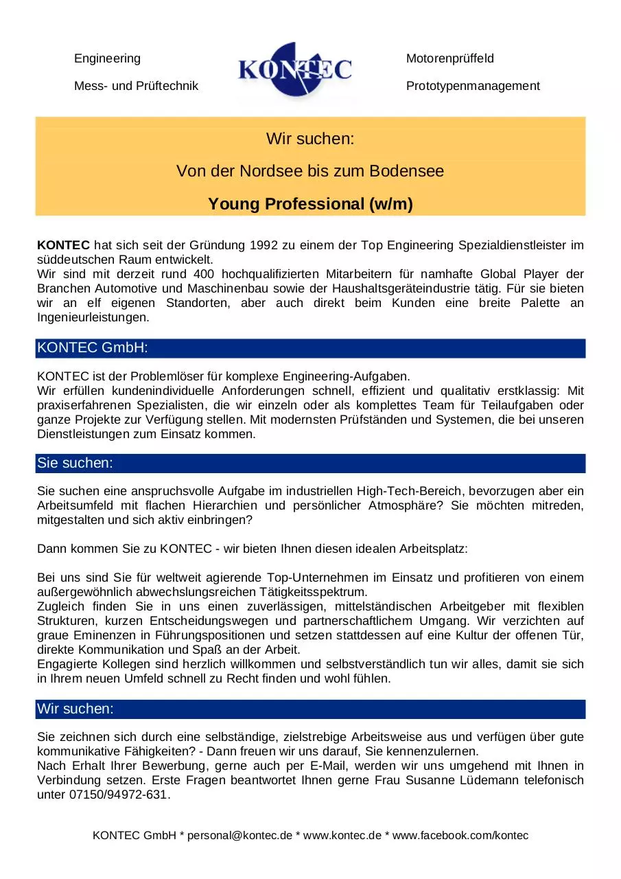 Page 1 of 1, Stelle ND Young Professional
