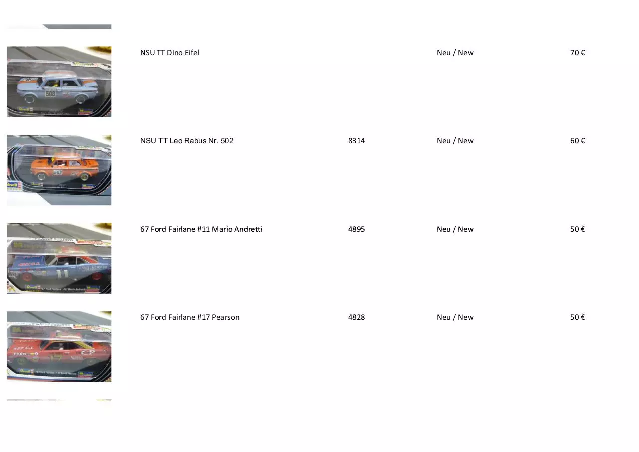 Page 2 of 21, Verkaufsliste Slotcars Slotcars to be sold