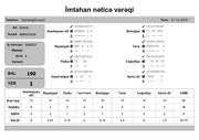Page 1, mtahan nəticə vərəqi (6 cı sinif)
