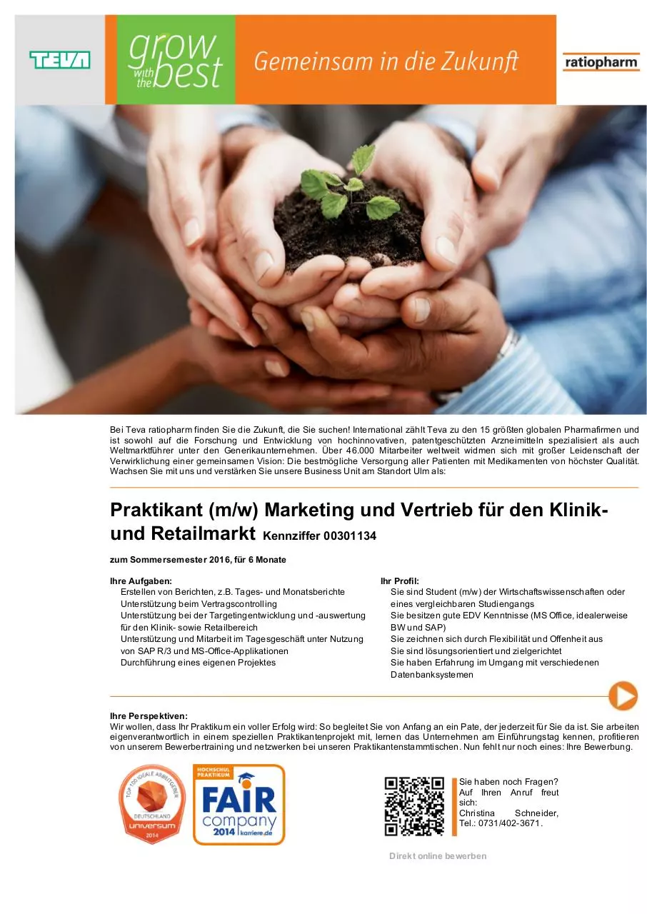 Document preview - Praktikant (m_w) Marketing und Vertrieb.pdf - Page 1/1