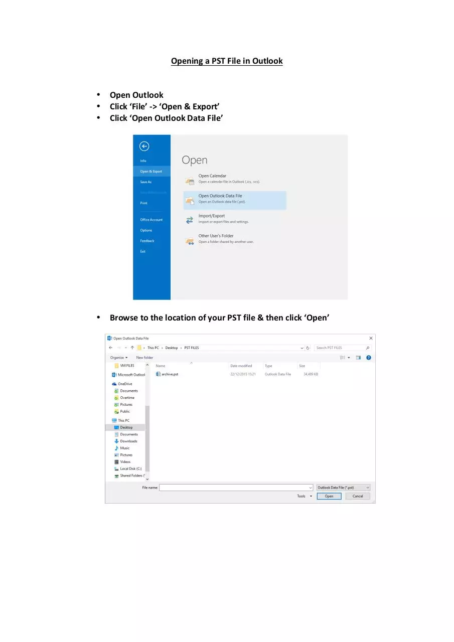 Document preview - Opening a PST File in Outlook.pdf - Page 1/1
