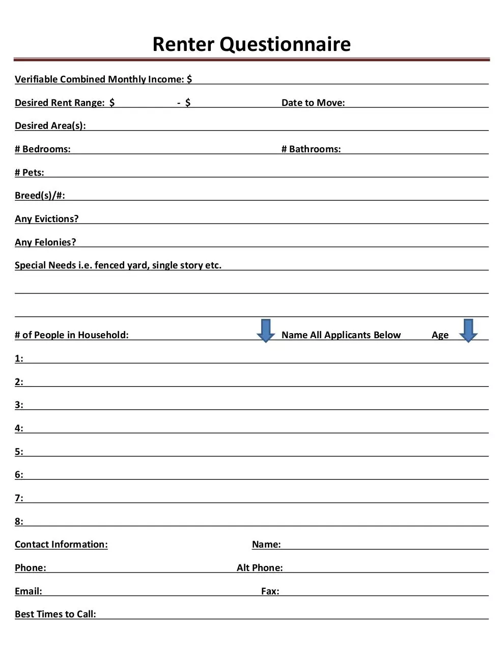 Document preview - Renter's Questionnaire.pdf - Page 1/1
