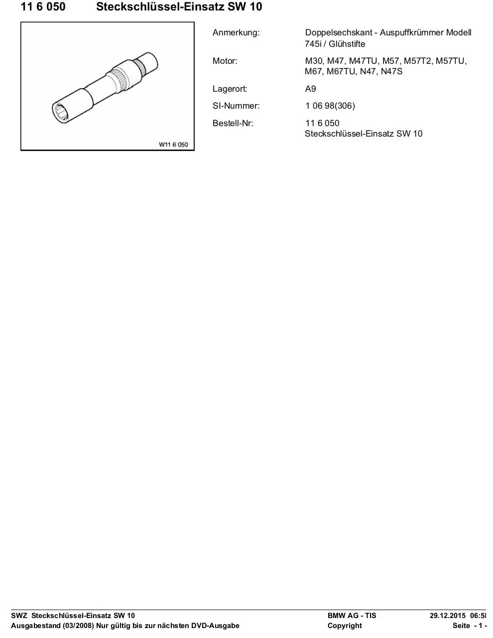 Document preview - SWZ  SteckschluÌˆssel-Einsatz SW 10.pdf - Page 1/1