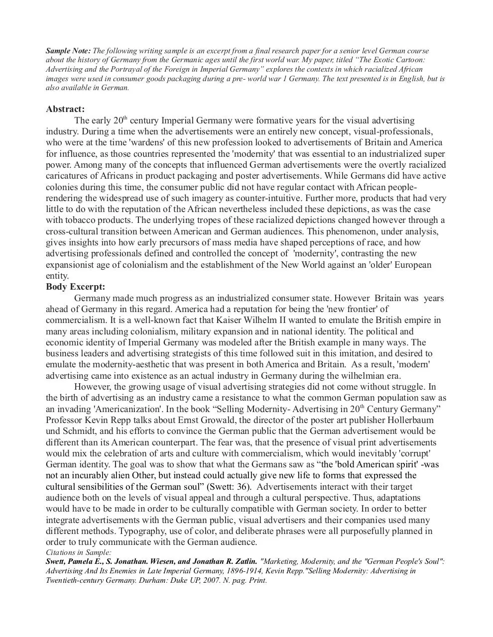 Page 1 of 1, german paper sample