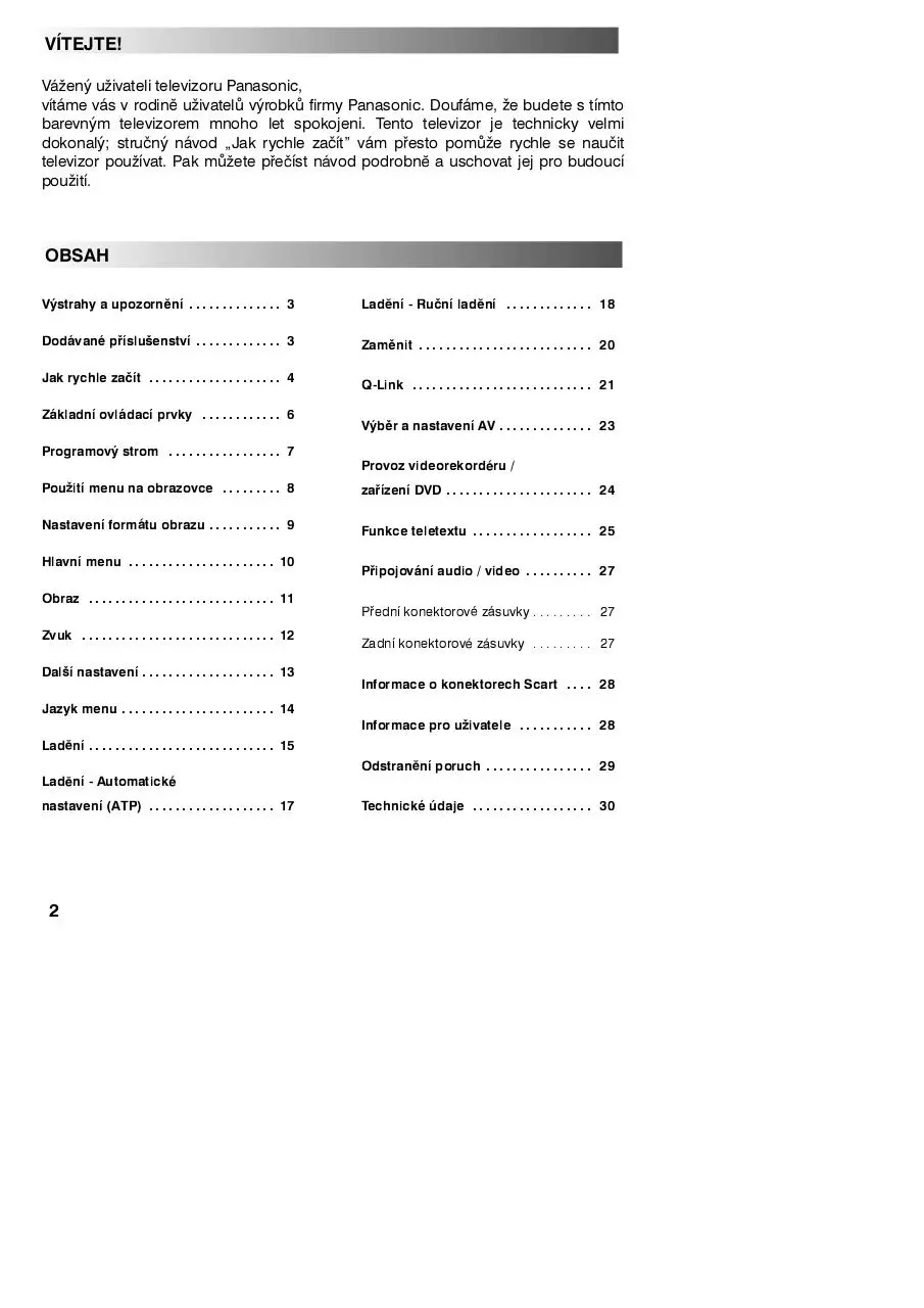 Page 2 of 32, PANASONIC TX 29PS2P