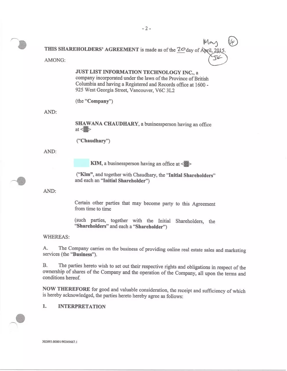 Page 3 of 28, ShareholdersAgreementReal