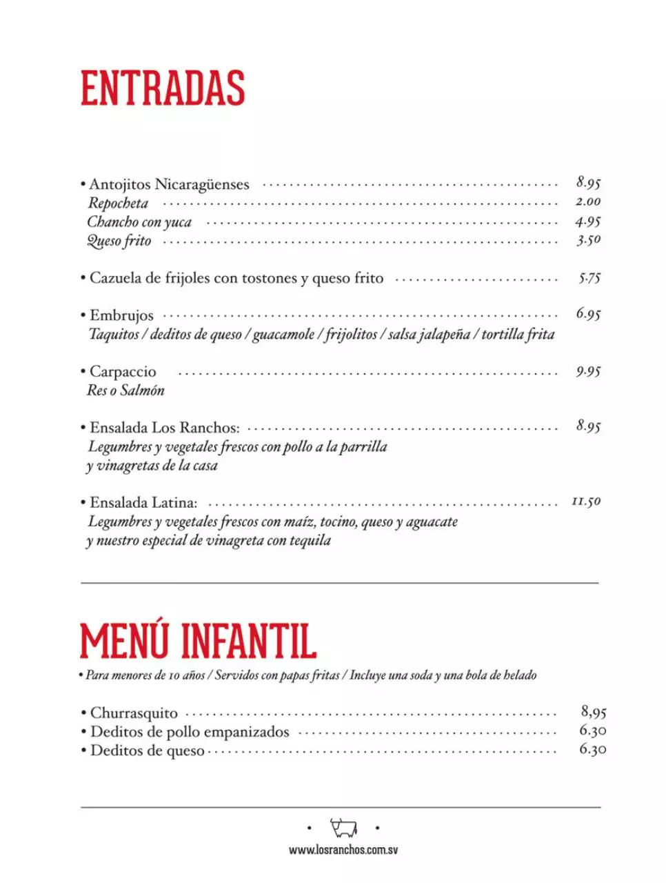 Page 5 of 10, Menu Los Ranchos