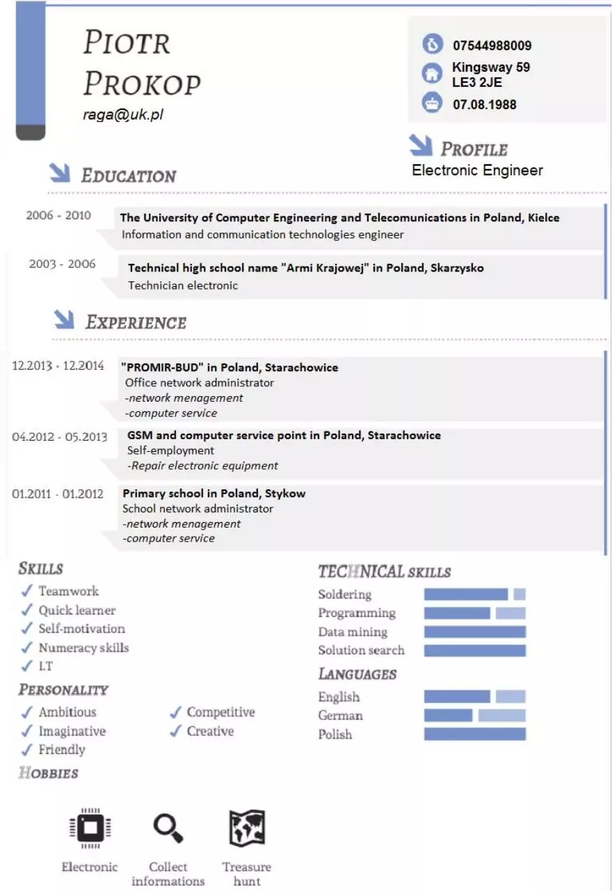 Page 1 of 1, Piotr Prokop CV