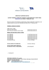 Page 1, Supplementary Services Tariff 2016 Newcastle