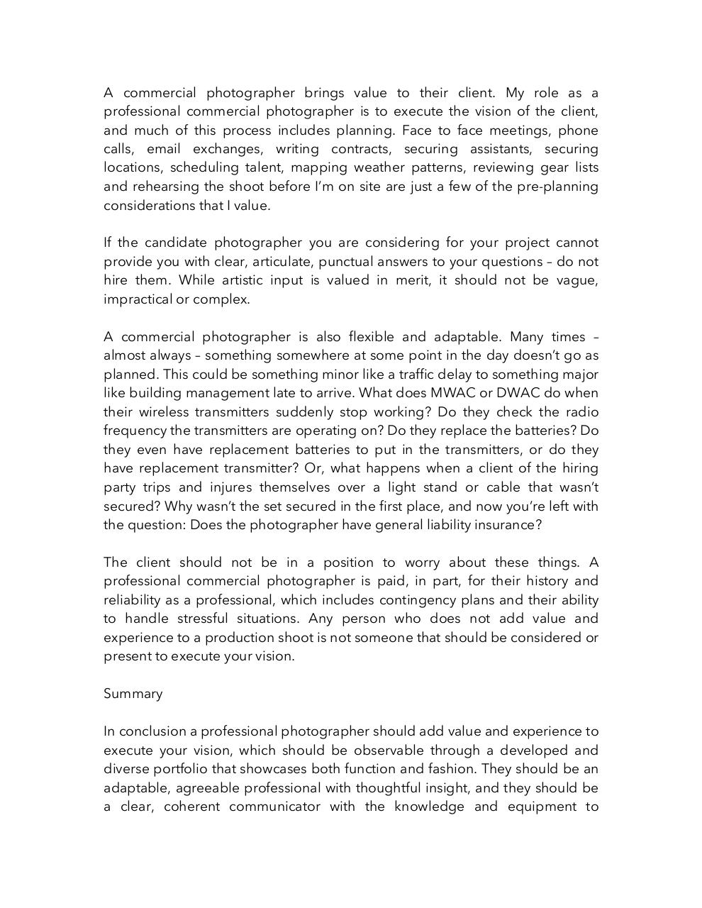 Document preview Commercial Photographer Vs Photo Enthusiast.pdf - page 3/4
