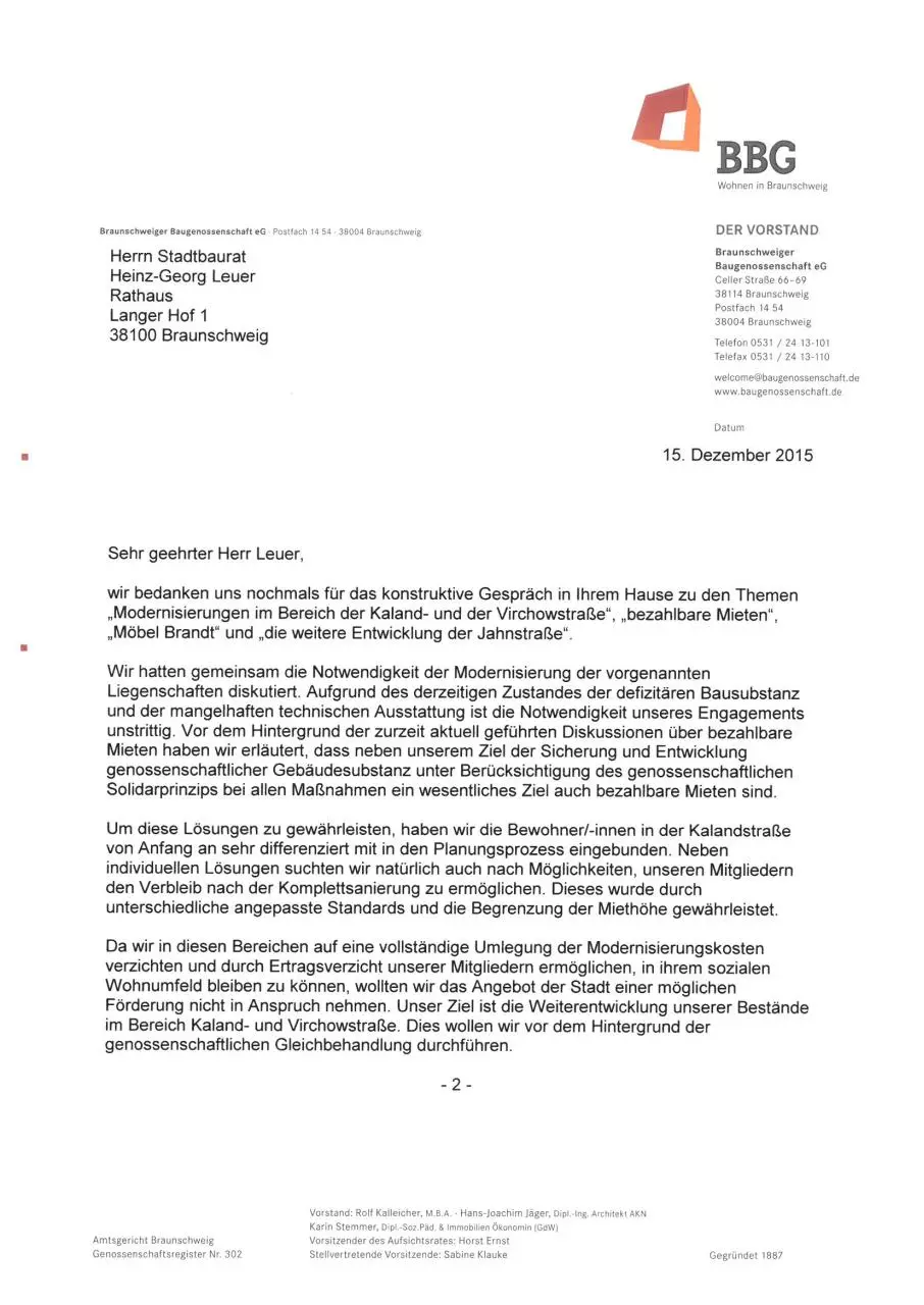 Page 1 of 2, Schreiben an Stadtbaurat Leuer vom 15.12.2015