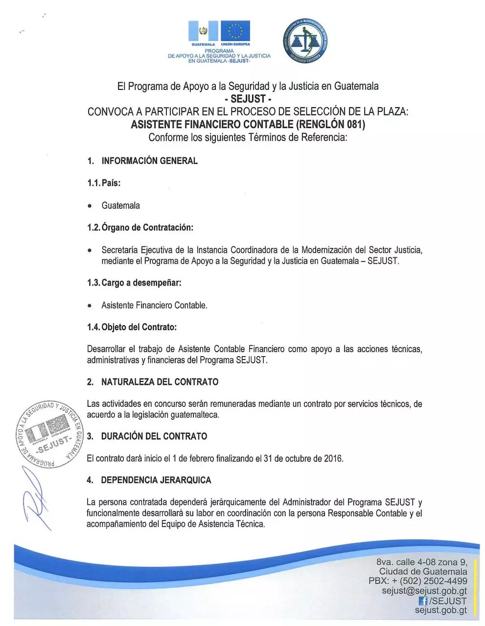 Page 1 of 6, TDR Asistente Contable Financiero