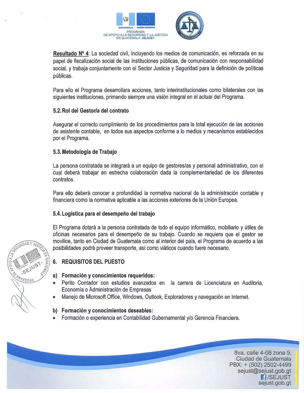 Page 3 of 6, TdR Asistente Contable
