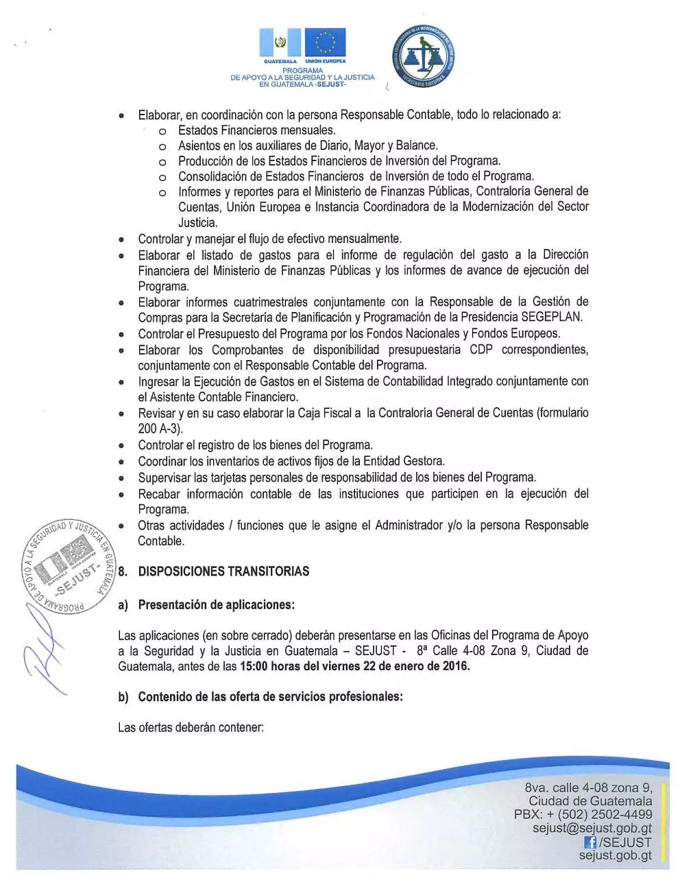 Page 5 of 6, TdR Asistente Contable