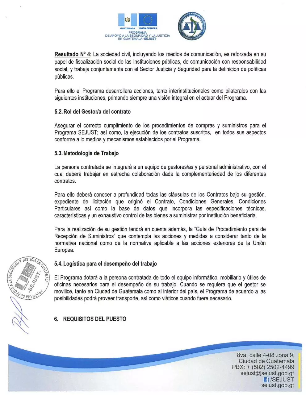Page 3 of 8, TDR Responsable Gestión de Compras
