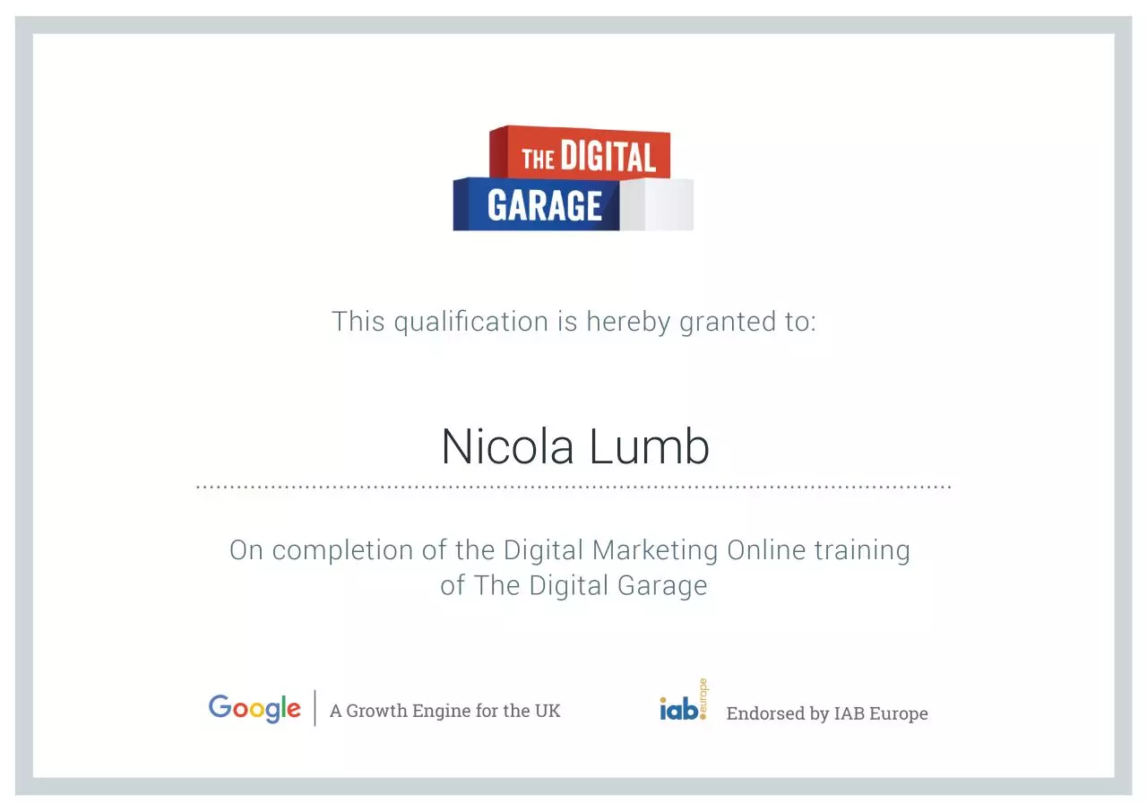 Document preview - The Digital Garage certificate.pdf - Page 1/1