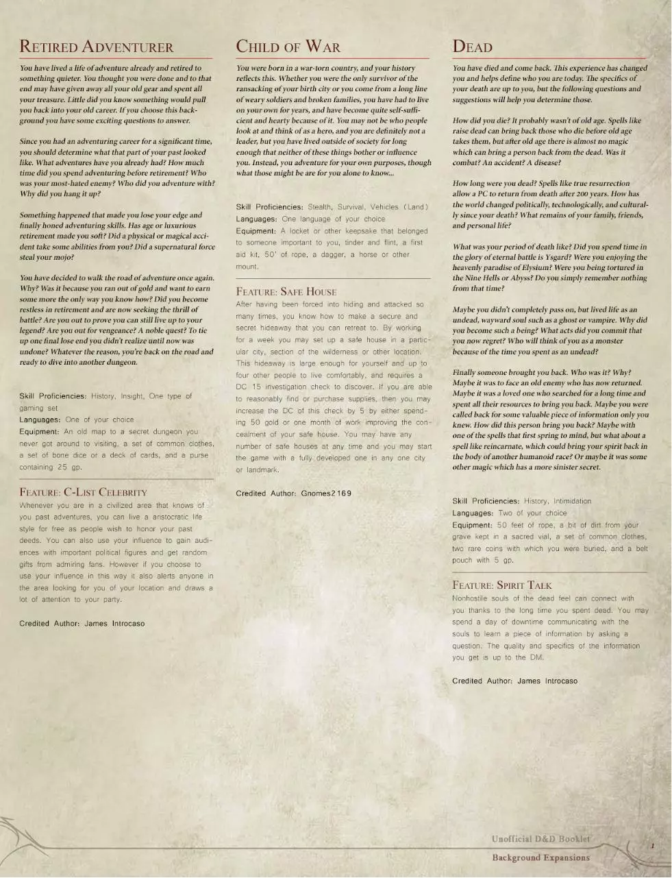 Page 1 of 2, 5E Homebrew Booklet