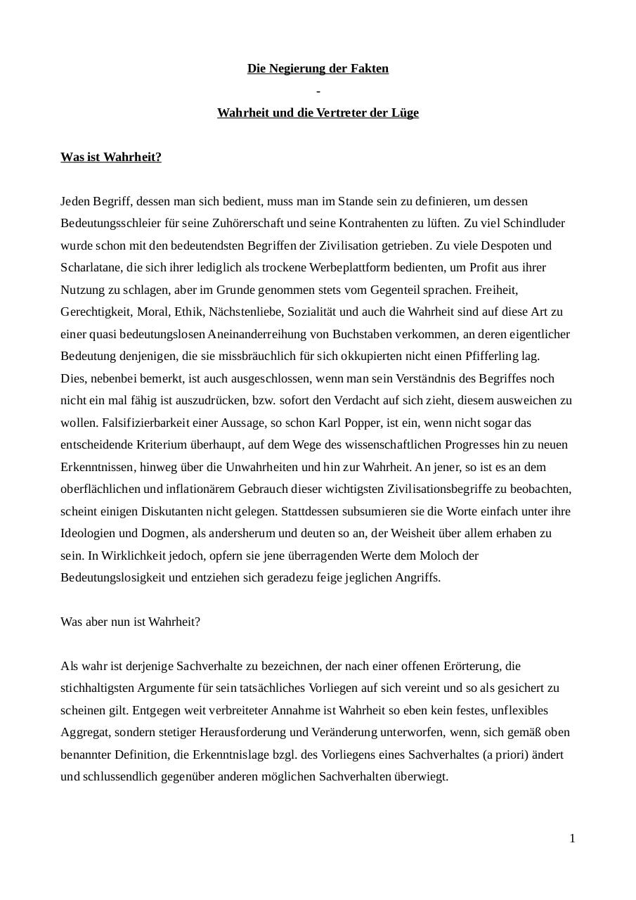 Document preview Die Negierung der Wahrheit-Wahrheit und Vertreter der LÃ¼ge.pdf - page 1/5