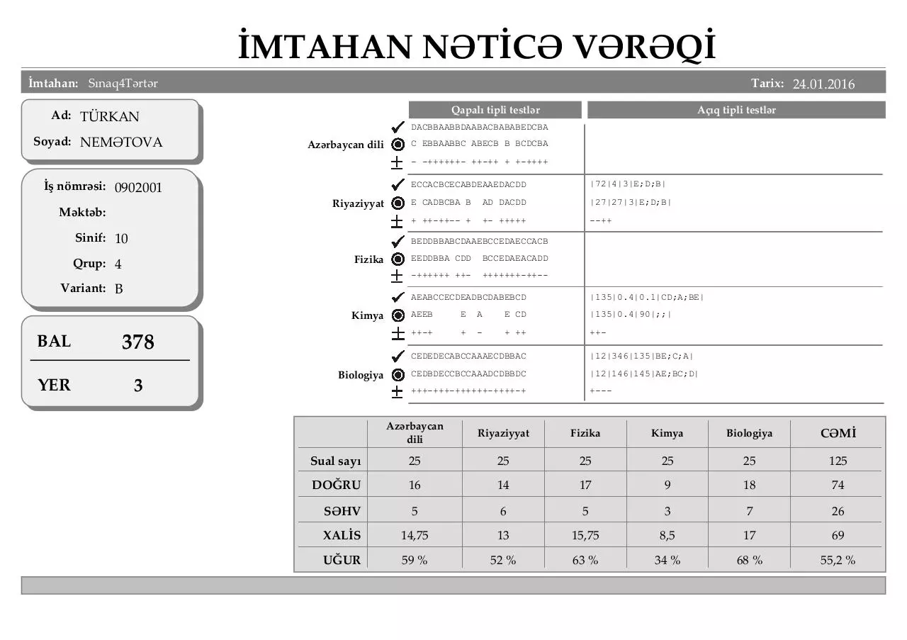 Page 3 of 7, 4 cü qrup üçün nÉ™ticÉ™ vÉ™rÉ™qi (açÄ±q test)