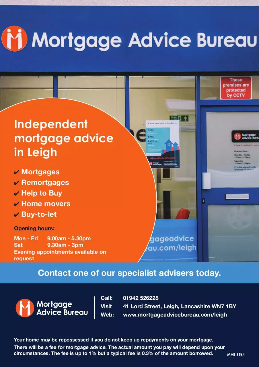 Page 1 of 1, MAB 6564 Leigh Mortgage Shop front advert template v2