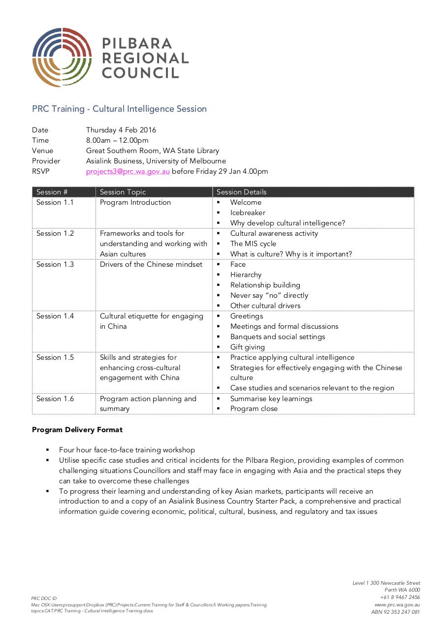 Document preview PRC Training - Cultural Intelligence Training.pdf - page 1/1