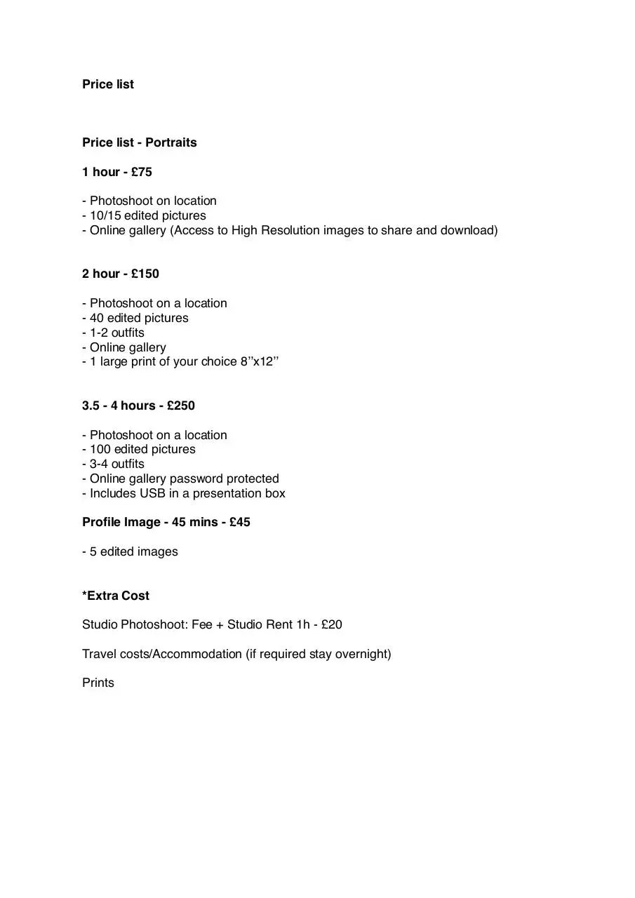 Document preview - Portrait Price list.pdf - Page 1/1